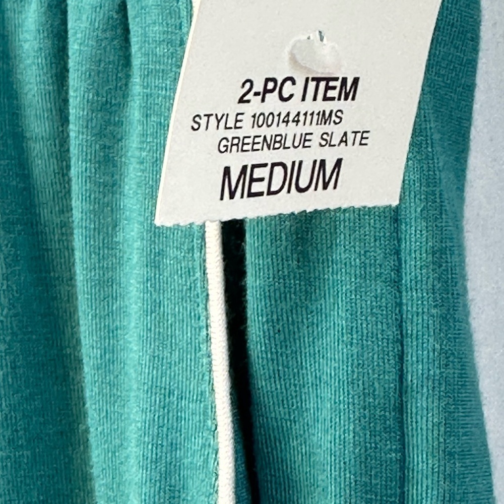 Alfani 2-piece Notch Collar Button Down Pajama Short Set - Teal Blue Green - Med - Picture 10 of 11